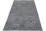 handmade Modern Kafkaz Gray Gray Hand Knotted RECTANGLE WOOL&VISCOU area rug 4 x 6