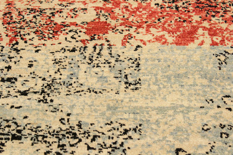 handmade Modern Abstract Blue Red Hand Knotted RECTANGLE 100% WOOL area rug 4' x 6'
