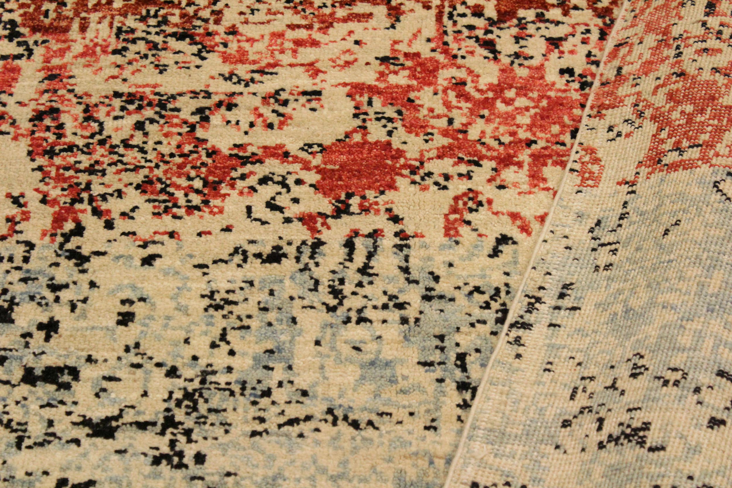 handmade Modern Abstract Blue Red Hand Knotted RECTANGLE 100% WOOL area rug 4' x 6'