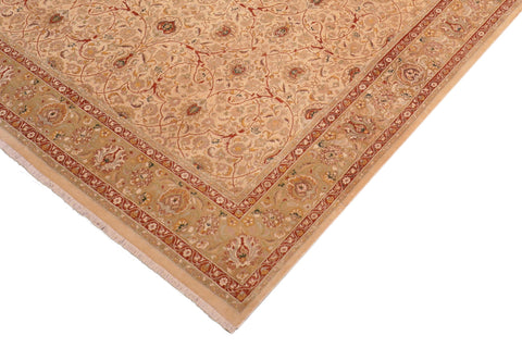 handmade Transitional Taj Ivory Lt. Green Hand Knotted RECTANGLE 100% WOOL area rug 8 x 10