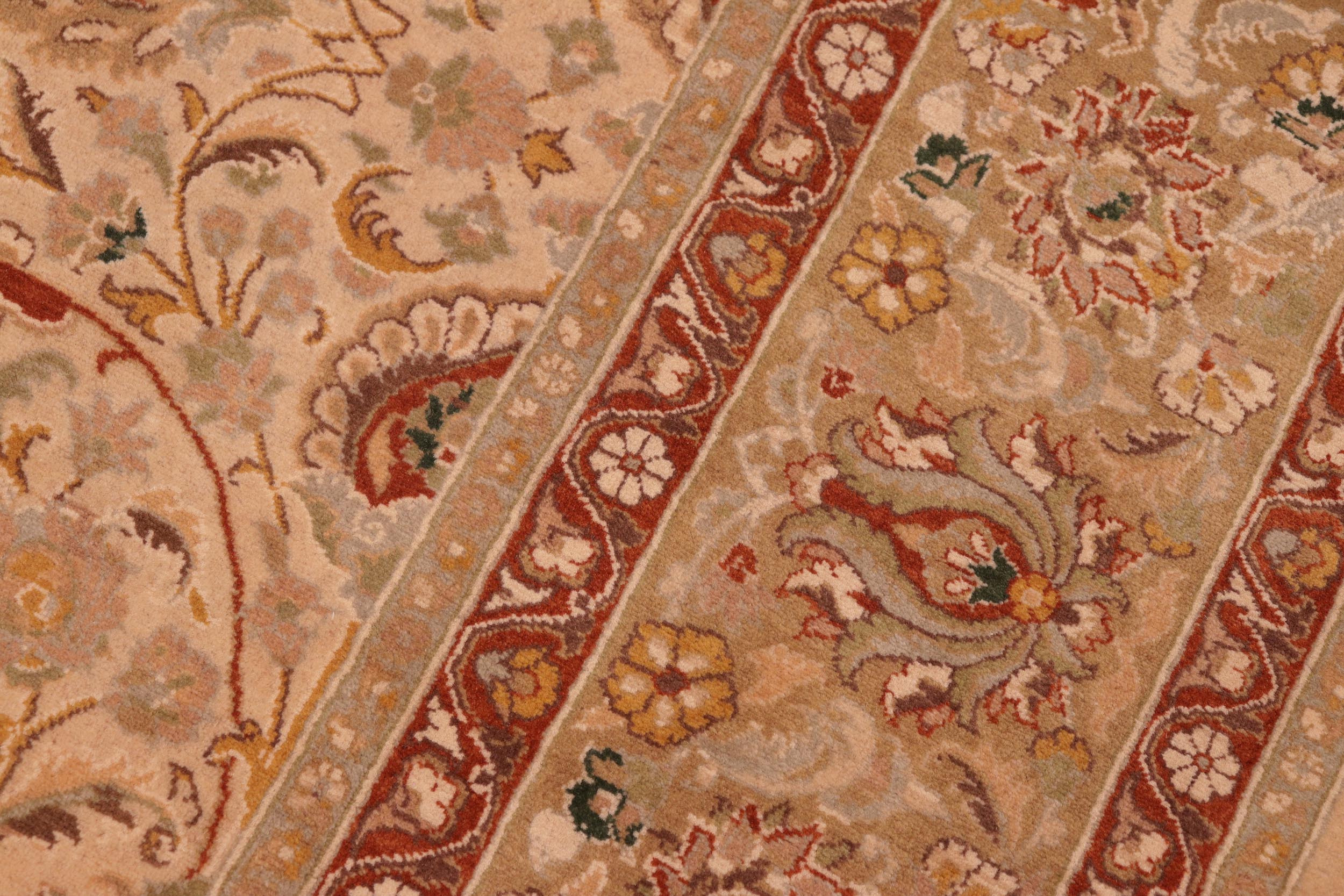 handmade Transitional Taj Ivory Lt. Green Hand Knotted RECTANGLE 100% WOOL area rug 8 x 10