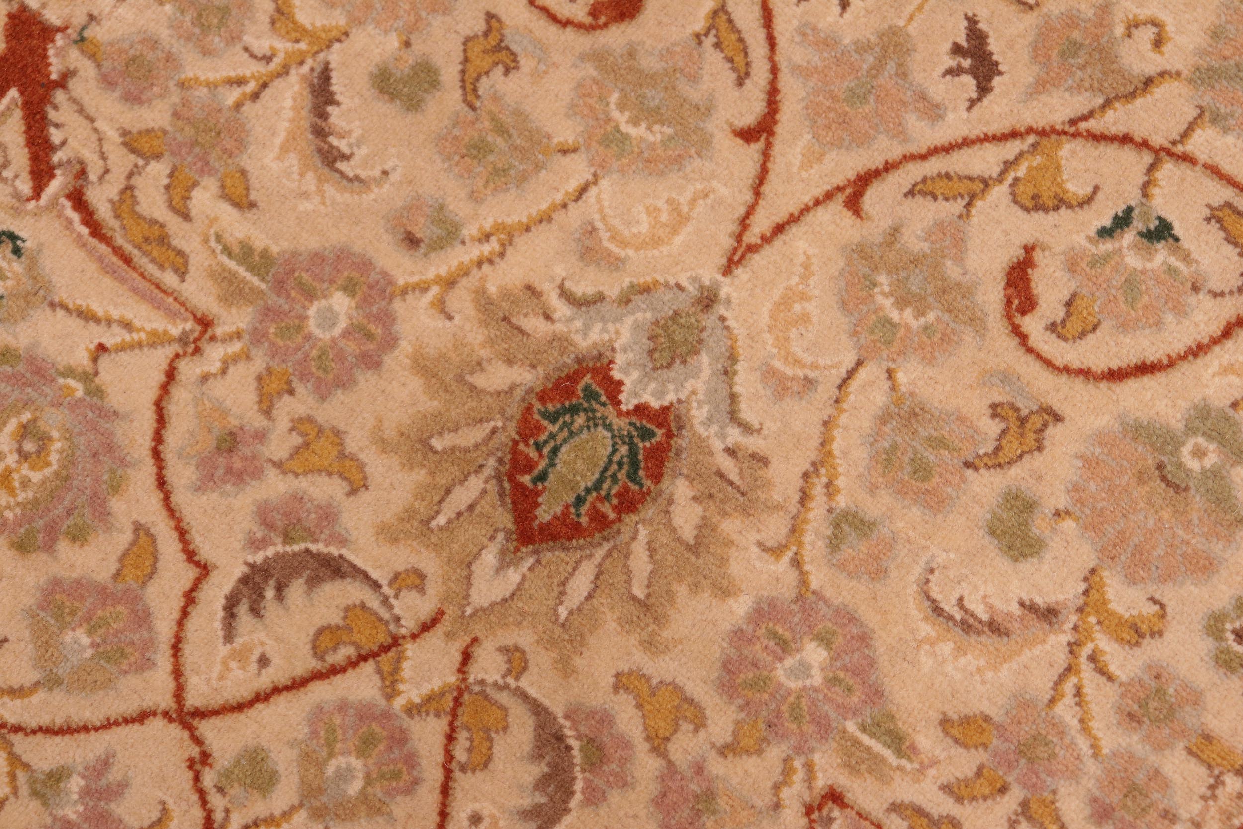 handmade Transitional Taj Ivory Lt. Green Hand Knotted RECTANGLE 100% WOOL area rug 8 x 10