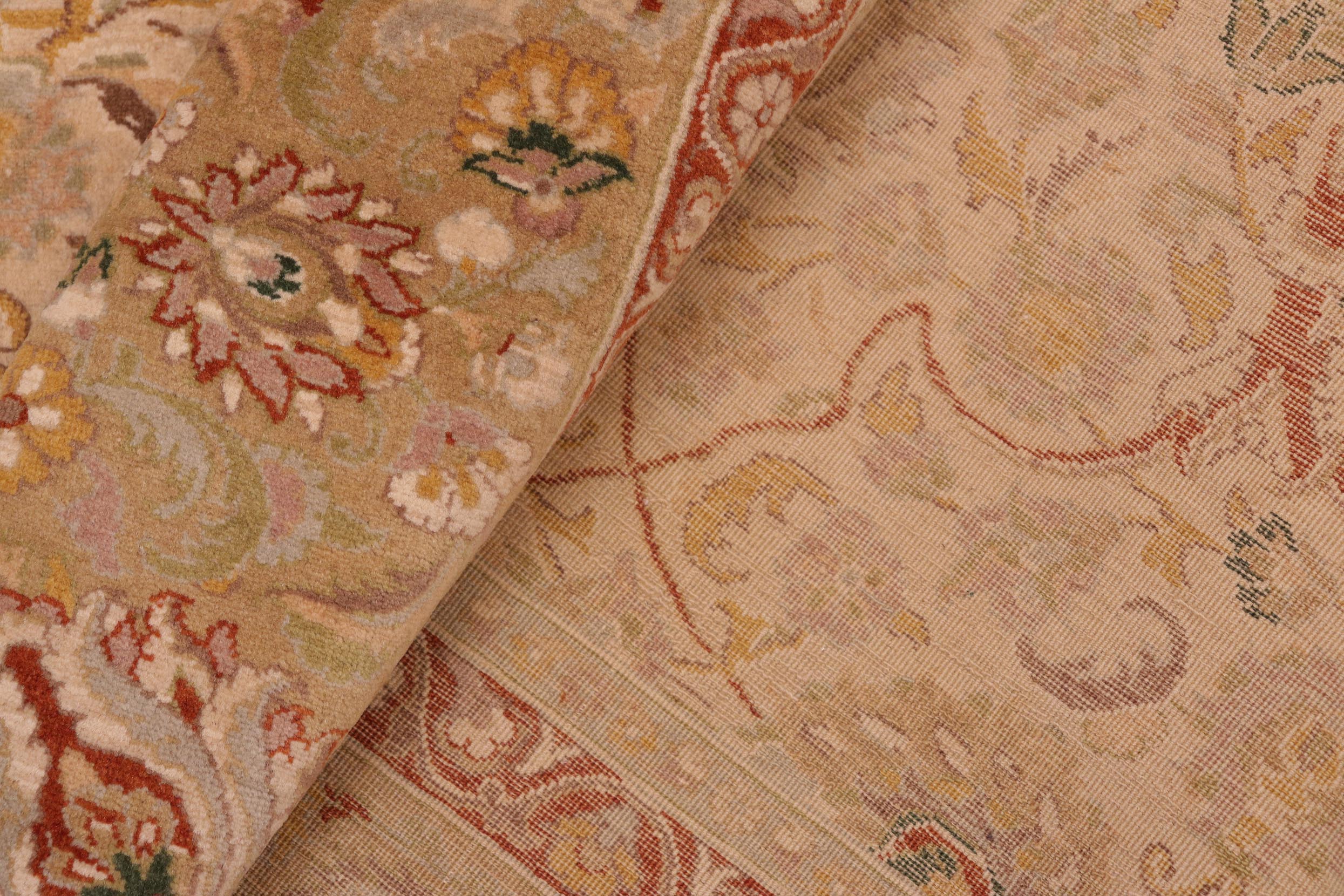 handmade Transitional Taj Ivory Lt. Green Hand Knotted RECTANGLE 100% WOOL area rug 8x10