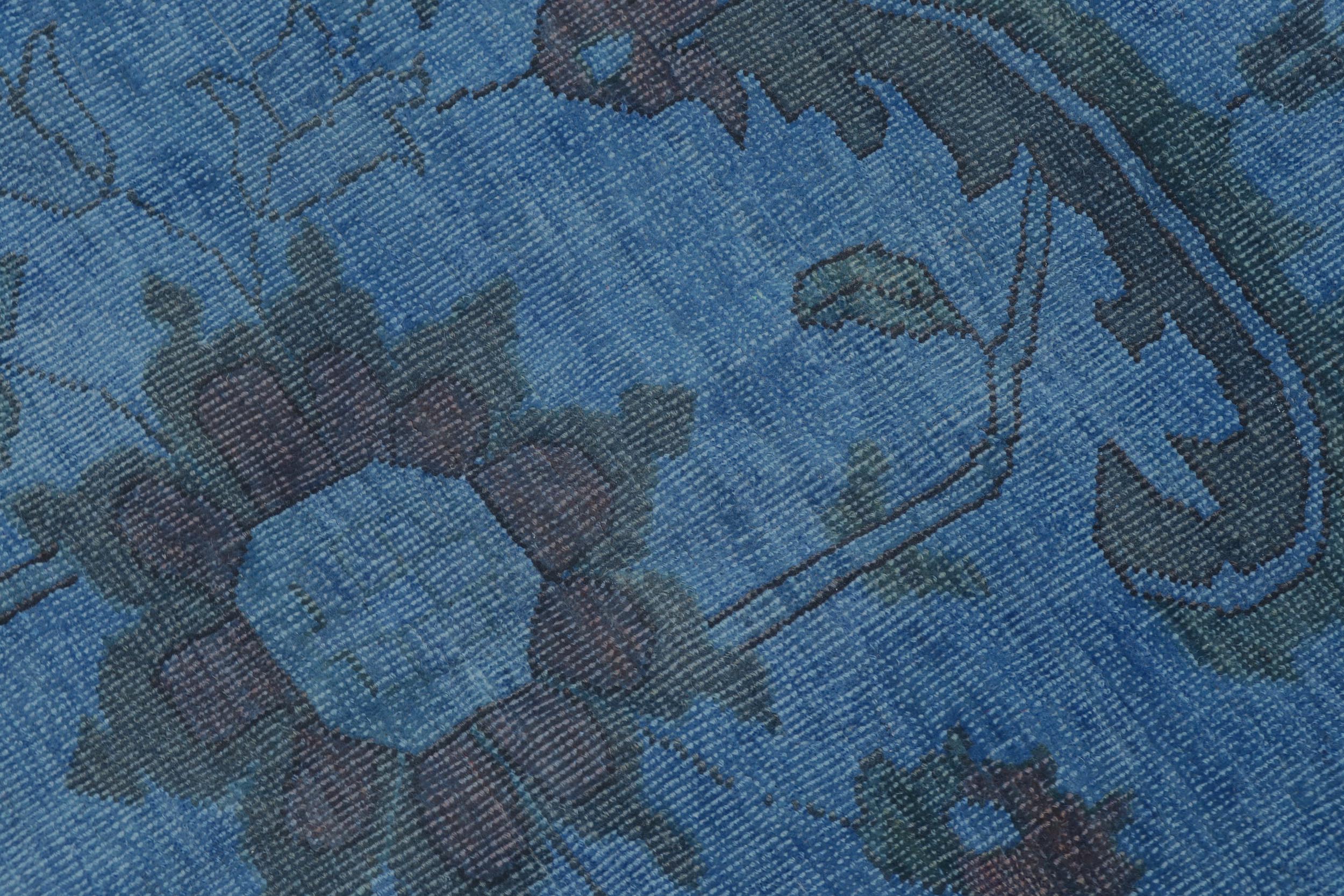 handmade Over Dyed Over Dyed Blue Blue Hand Knotted RECTANGLE 100% WOOL area rug 12' x 17'