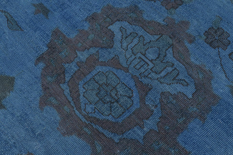 handmade Over Dyed Over Dyed Blue Blue Hand Knotted RECTANGLE 100% WOOL area rug 12' x 17'