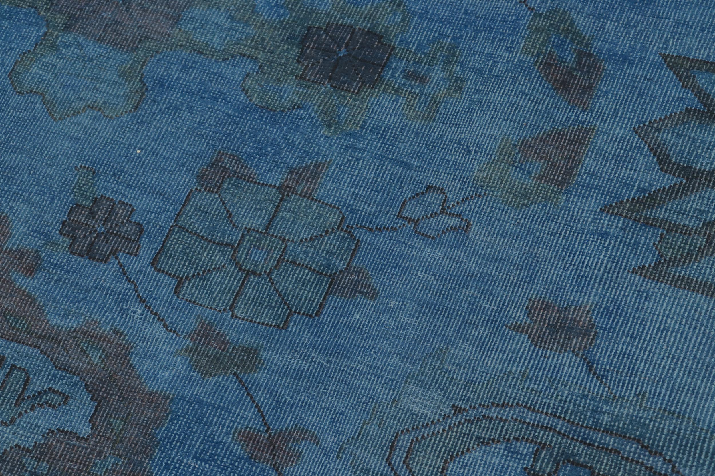 handmade Over Dyed Over Dyed Blue Blue Hand Knotted RECTANGLE 100% WOOL area rug 12' x 17'