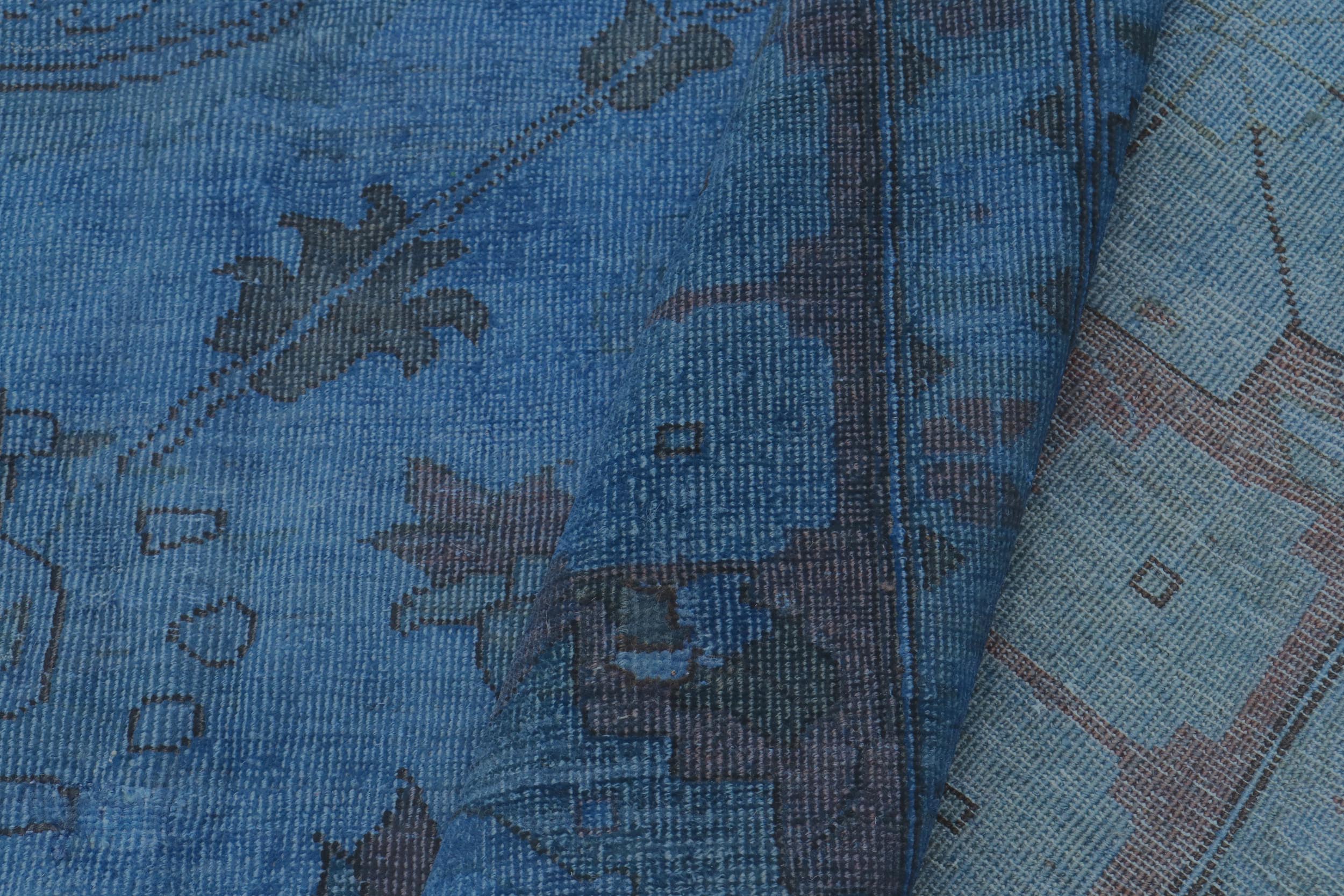 handmade Over Dyed Over Dyed Blue Blue Hand Knotted RECTANGLE 100% WOOL area rug 12' x 17'