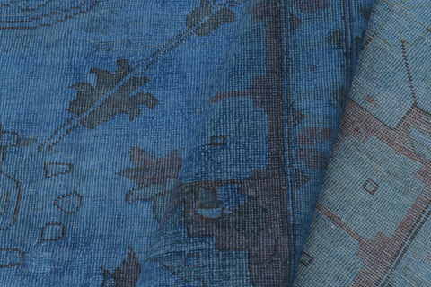 handmade Over Dyed Over Dyed Blue Blue Hand Knotted RECTANGLE 100% WOOL area rug 12' x 17'