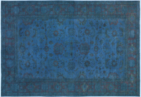 handmade Over Dyed Over Dyed Blue Blue Hand Knotted RECTANGLE 100% WOOL area rug 12' x 17'