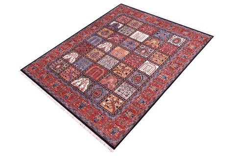 handmade Geometric Kafkaz Blue Rust Hand Knotted RECTANGLE 100% WOOL area rug 8' x 10'