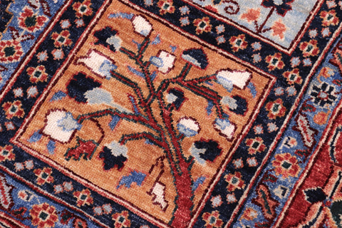handmade Geometric Kafkaz Blue Rust Hand Knotted RECTANGLE 100% WOOL area rug 8' x 10'