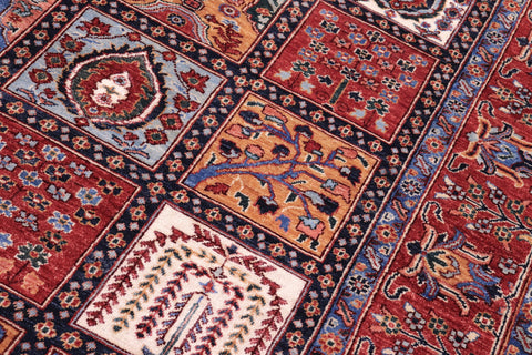 handmade Geometric Kafkaz Blue Rust Hand Knotted RECTANGLE 100% WOOL area rug 8' x 10'