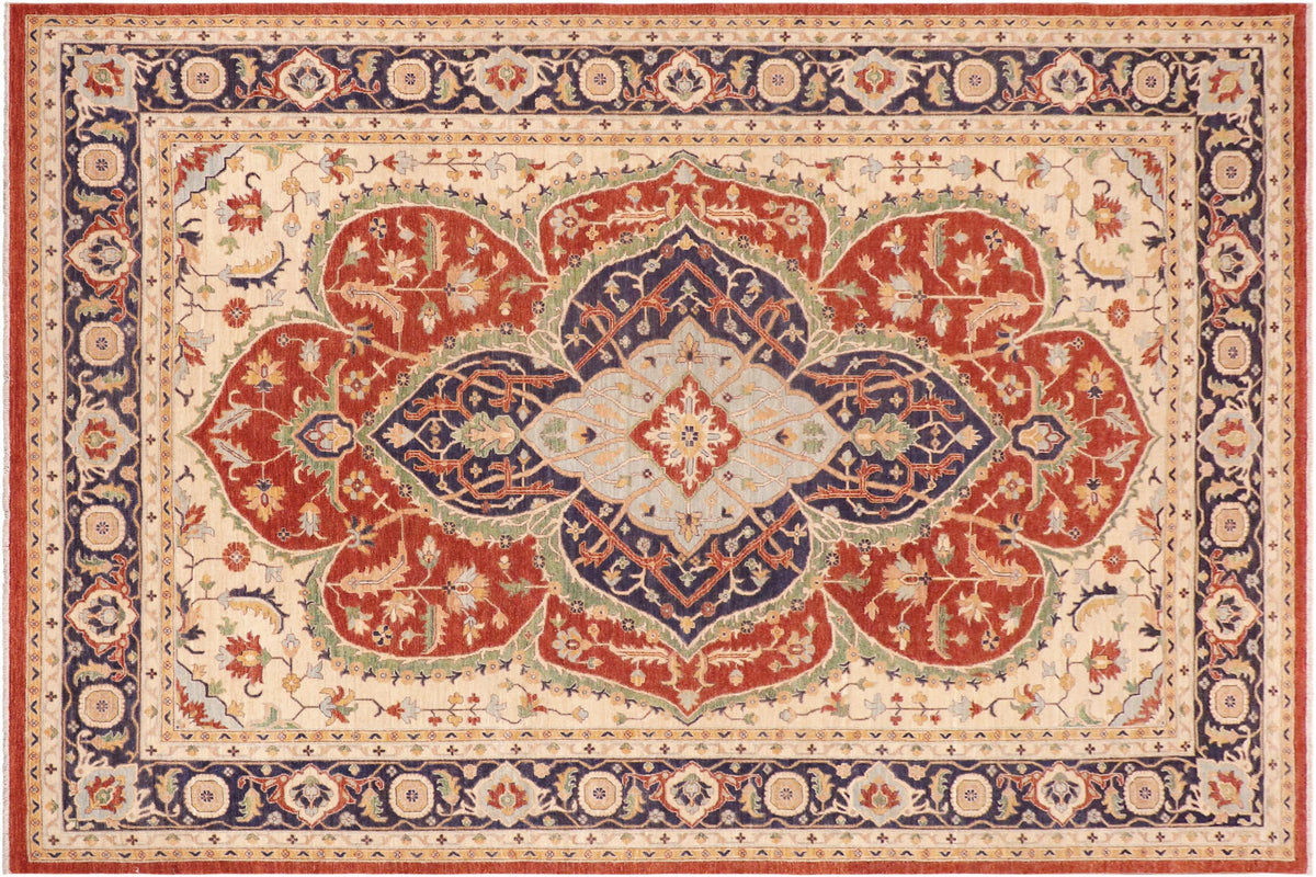 handmade Traditional Kafkaz Rust Beige Hand Knotted RECTANGLE 100% WOOL area rug 10' x 14'