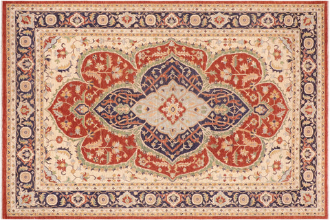 handmade Traditional Kafkaz Rust Beige Hand Knotted RECTANGLE 100% WOOL area rug 10' x 14'