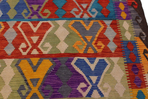 handmade Geometric Kilim Red Brown Hand-Woven RECTANGLE 100% WOOL area rug 6 x 10