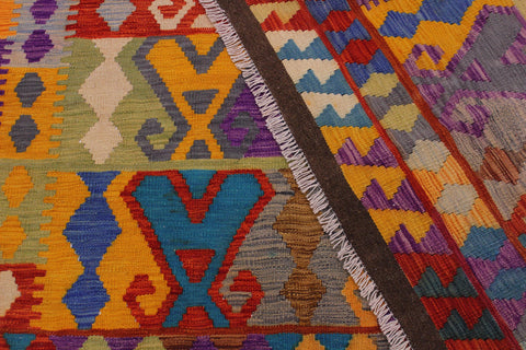 handmade Geometric Kilim Red Brown Hand-Woven RECTANGLE 100% WOOL area rug 6 x 10