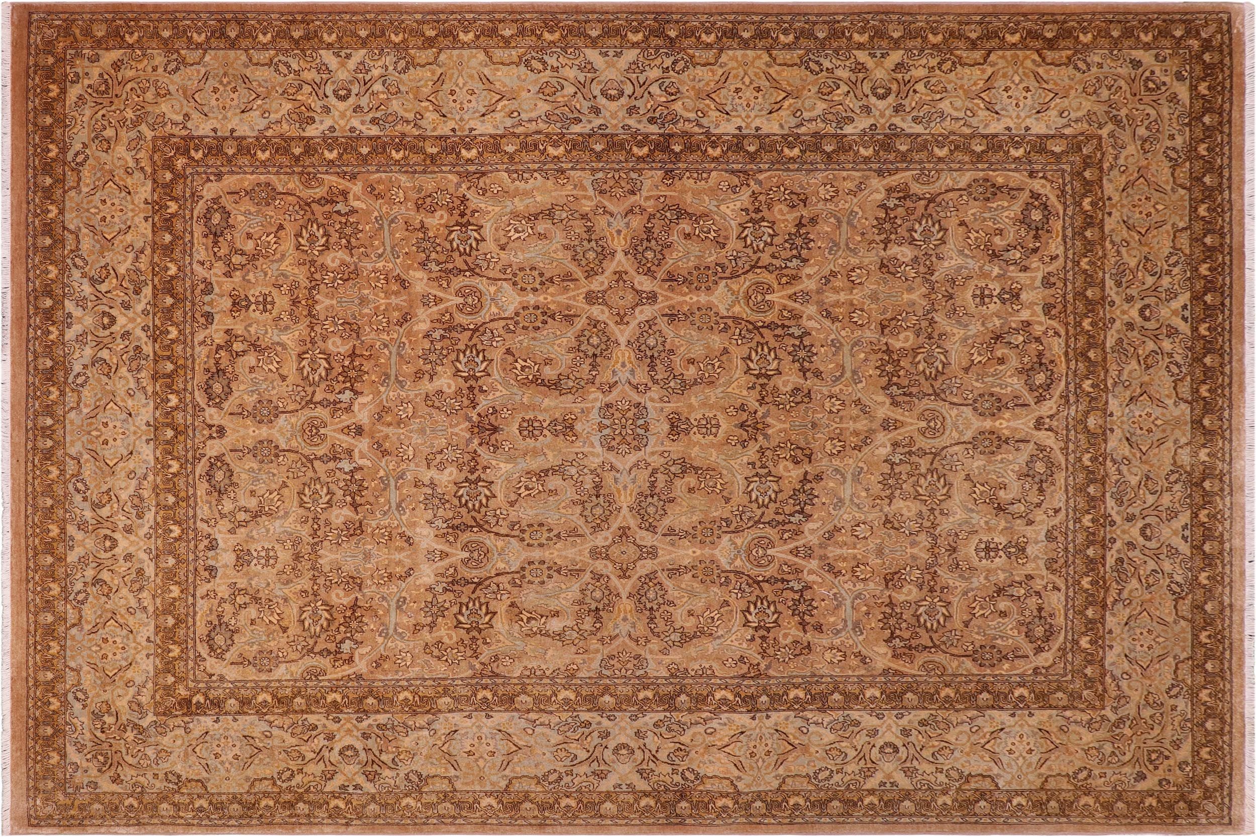 handmade Transitional Design Tan Lt. Blue Hand Knotted RECTANGLE 100% WOOL area rug 8' x 10'