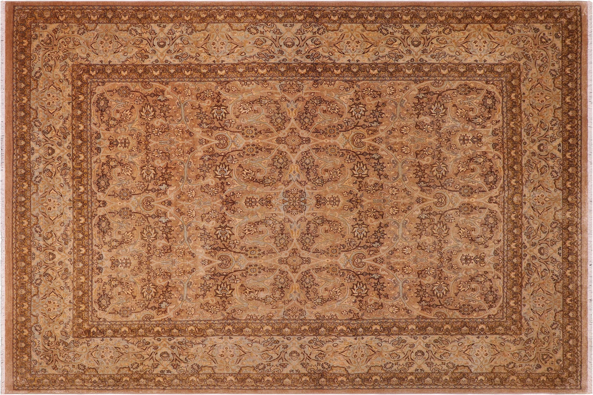handmade Transitional Design Tan Lt. Blue Hand Knotted RECTANGLE 100% WOOL area rug 8' x 10'