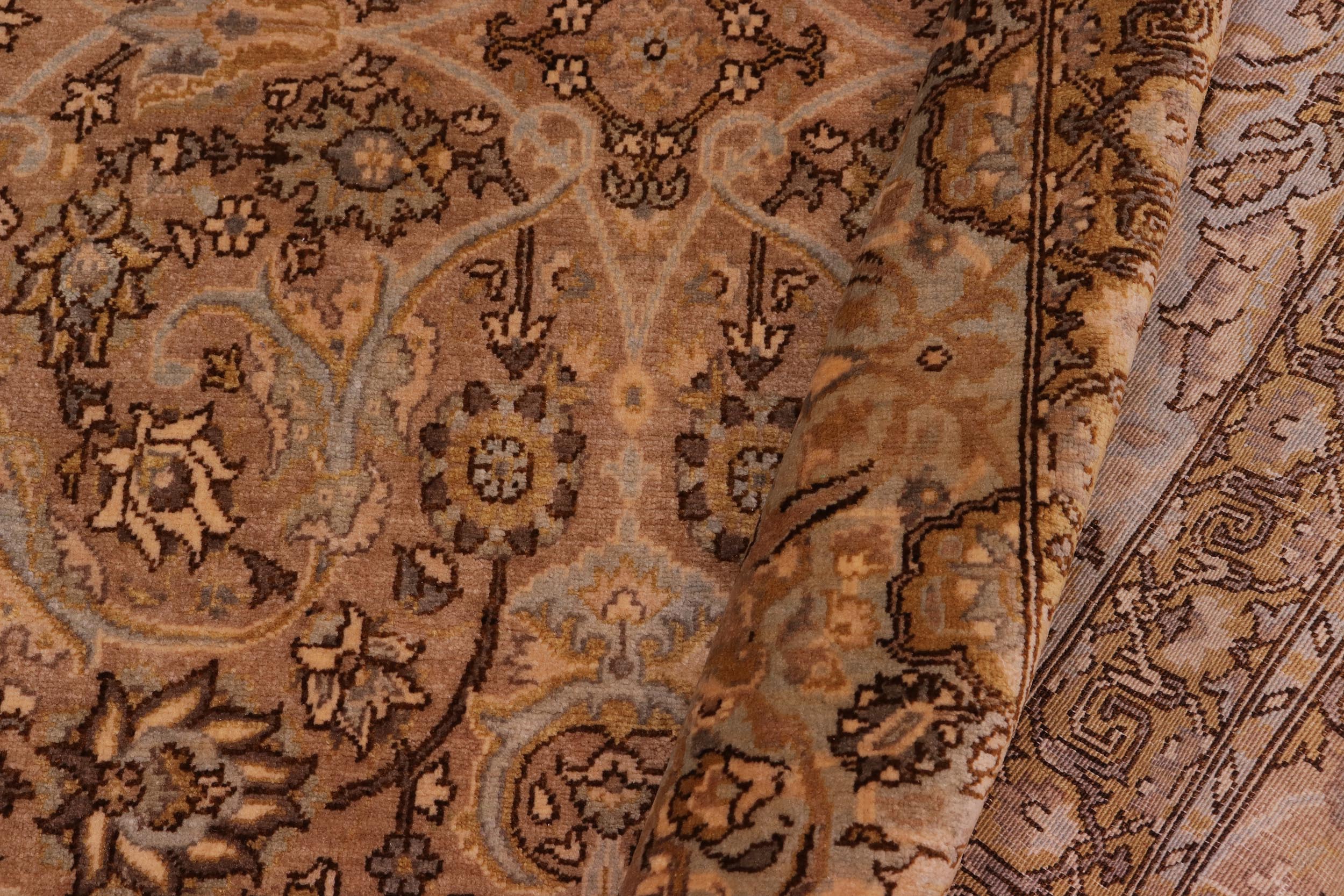 handmade Transitional Design Tan Lt. Blue Hand Knotted RECTANGLE 100% WOOL area rug 8' x 10'