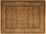 Turkish Knotted Istanbul Edris Tan/ Blue Wool Rug - 8'2'' x 9'11''