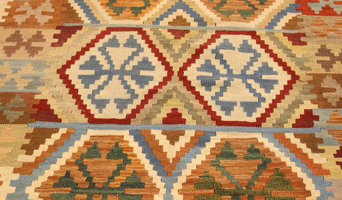 handmade Geometric Kilim Gray Blue Hand-Woven RECTANGLE 100% WOOL area rug 4 x 6