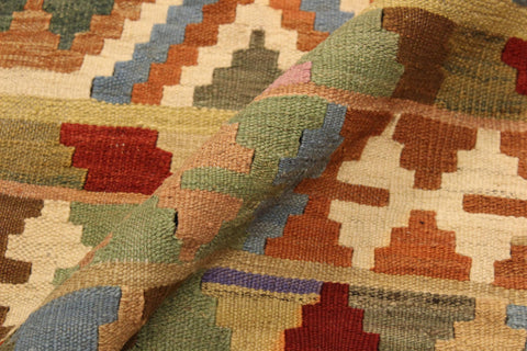 handmade Geometric Kilim Gray Blue Hand-Woven RECTANGLE 100% WOOL area rug 4 x 6
