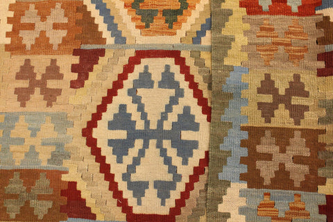 handmade Geometric Kilim Gray Blue Hand-Woven RECTANGLE 100% WOOL area rug 4 x 6