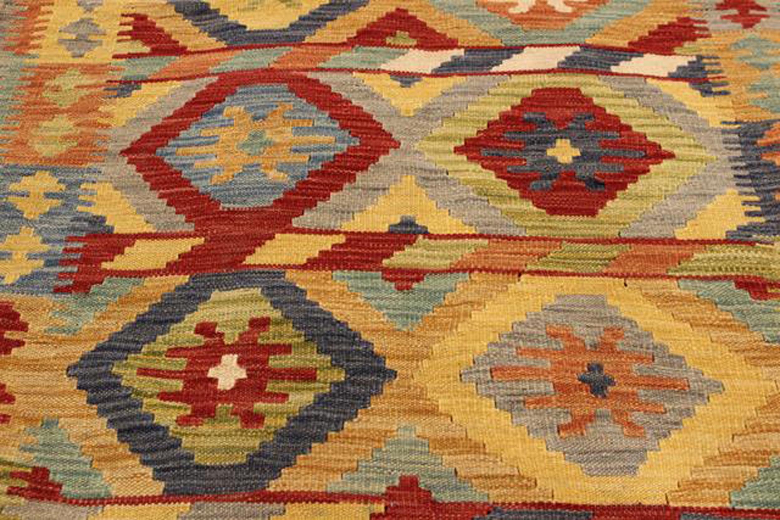 handmade Geometric Kilim Ivory Red Hand-Woven RECTANGLE 100% WOOL area rug 5 x 7