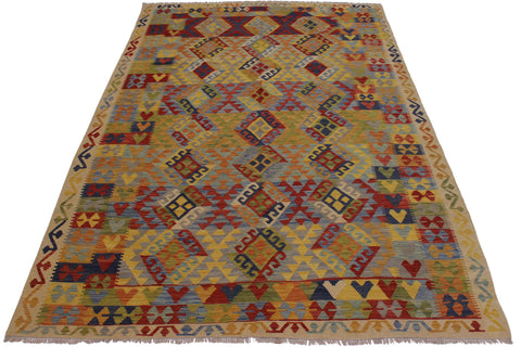 handmade Geometric Kilim Ivory Blue Hand-Woven RECTANGLE 100% WOOL area rug 7 x 10