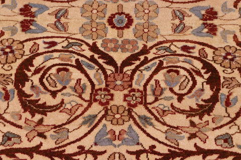 handmade Traditional Lahore Tan Brown Hand Knotted RECTANGLE 100% WOOL area rug 8' x 10'