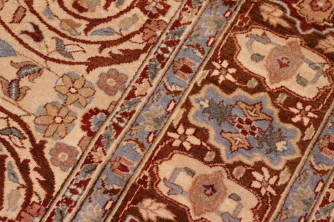 handmade Traditional Lahore Tan Brown Hand Knotted RECTANGLE 100% WOOL area rug 8' x 10'