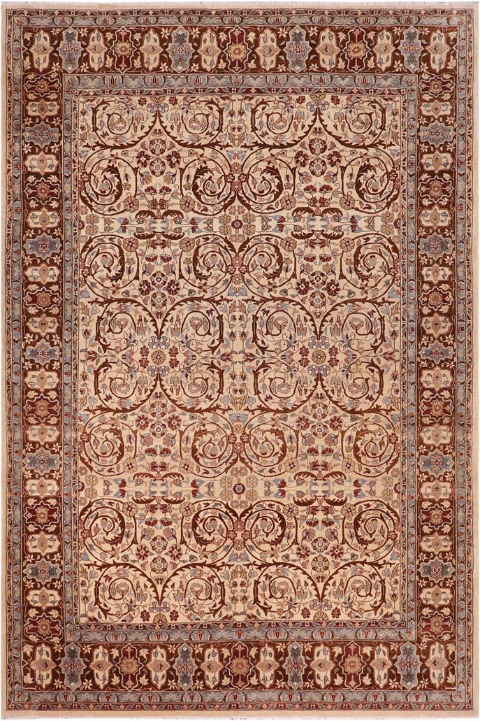 handmade Traditional Lahore Tan Brown Hand Knotted RECTANGLE 100% WOOL area rug 8'X10'