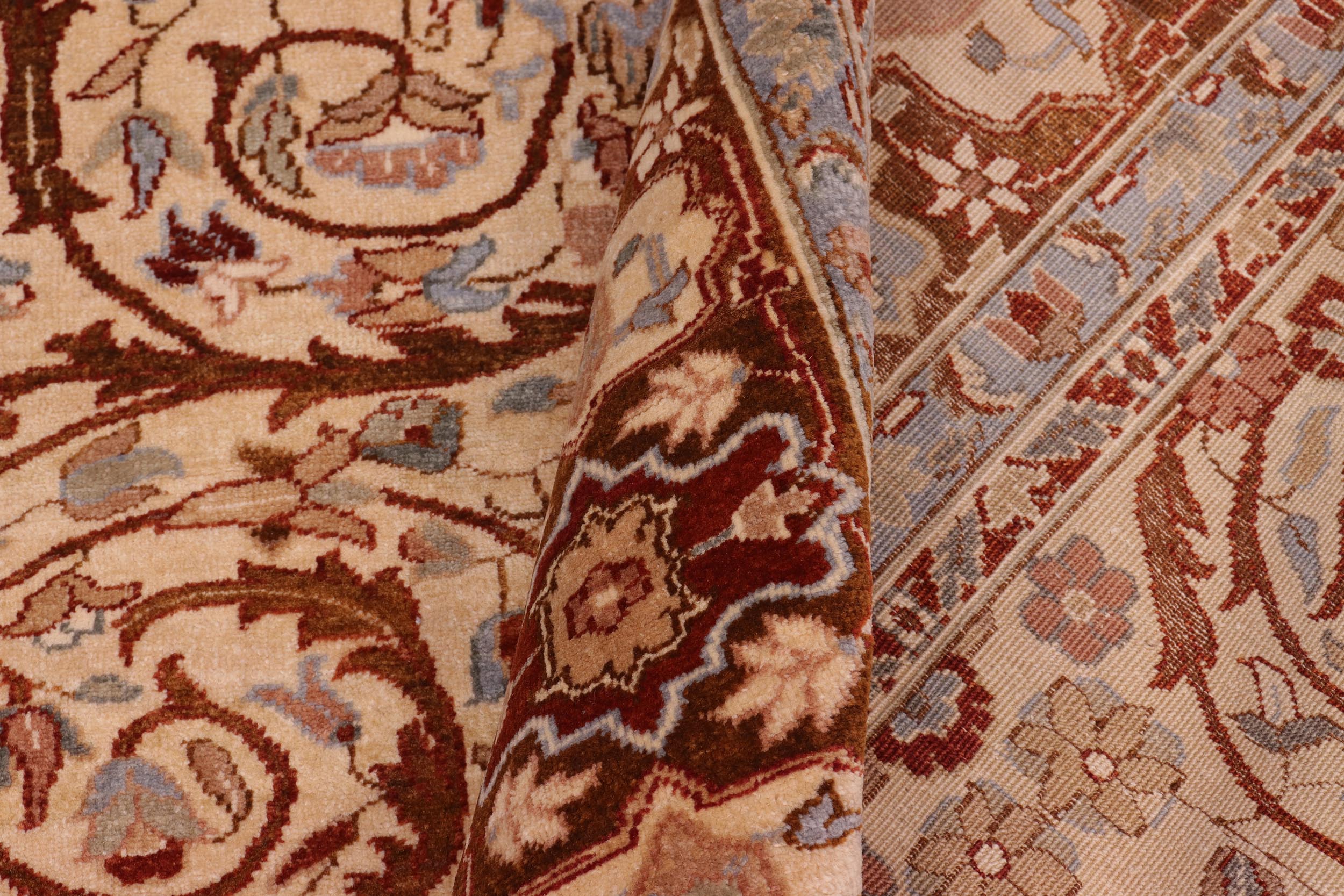 handmade Traditional Lahore Tan Brown Hand Knotted RECTANGLE 100% WOOL area rug 8' x 10'