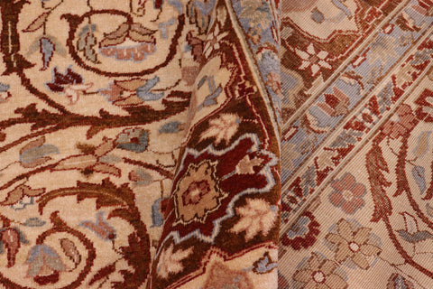 handmade Traditional Lahore Tan Brown Hand Knotted RECTANGLE 100% WOOL area rug 8' x 10'