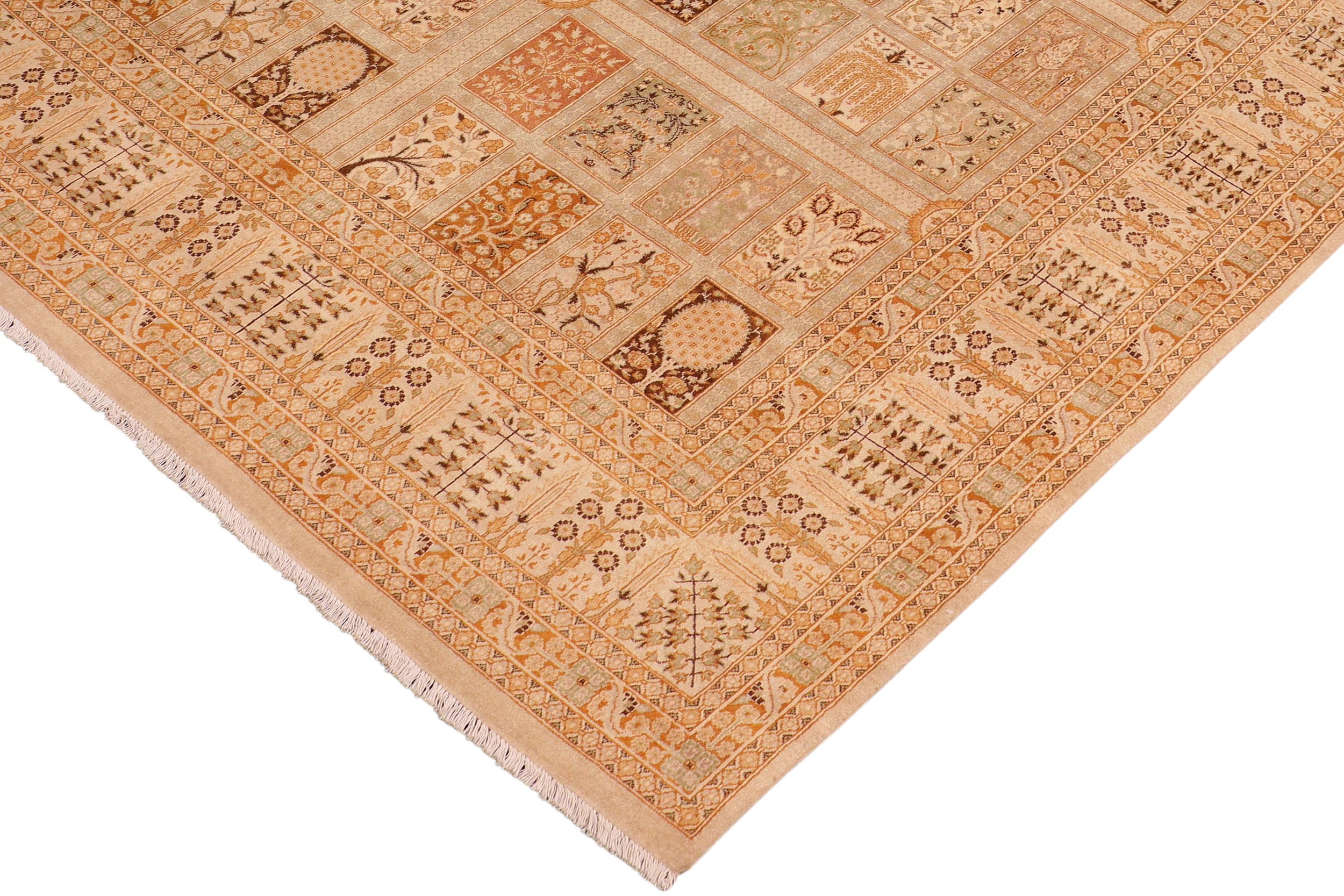 handmade Transitional Design Gold Brown Hand Knotted RECTANGLE 100% WOOL area rug 8' x 10'