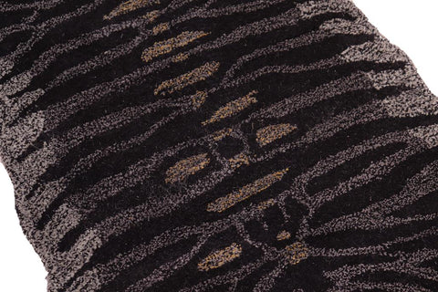 handmade Contemporary Tiger Black Gray Hand Tufted  100% WOOL area rug 3'X5'