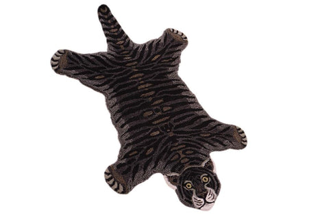 handmade Contemporary Tiger Black Gray Hand Tufted  100% WOOL area rug 4'X6'