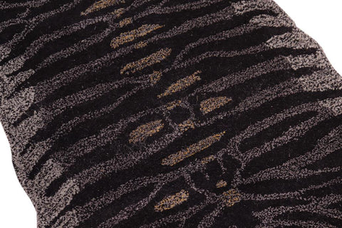 handmade Contemporary Tiger Black Gray Hand Tufted  100% WOOL area rug 4'X6'
