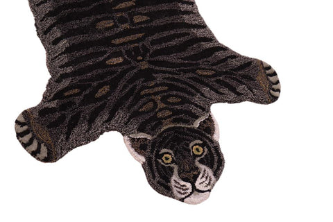 handmade Contemporary Tiger Black Gray Hand Tufted  100% WOOL area rug 4'X6'