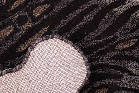 handmade Contemporary Tiger Black Gray Hand Tufted  100% WOOL area rug 4'X6'