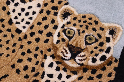 handmade Contemporary Leopard Tan Ivory Hand Tufted  100% WOOL area rug 2'X3'