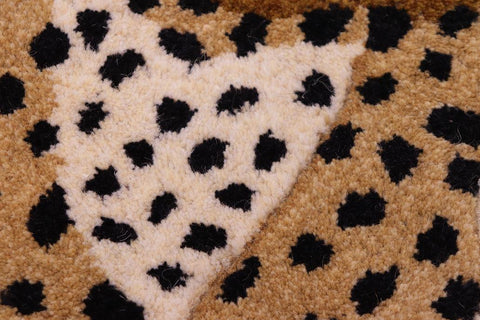 handmade Contemporary Leopard Tan Ivory Hand Tufted  100% WOOL area rug 2'X3'