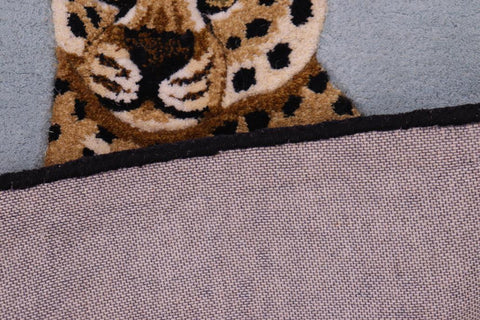 handmade Contemporary Leopard Tan Ivory Hand Tufted  100% WOOL area rug 2'X3'