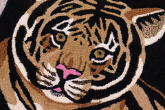 handmade Contemporary Leopard Black Tan Hand Tufted  100% WOOL area rug 2'X3'