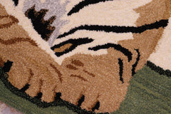 handmade Contemporary Leopard Black Tan Hand Tufted  100% WOOL area rug 2'X3'