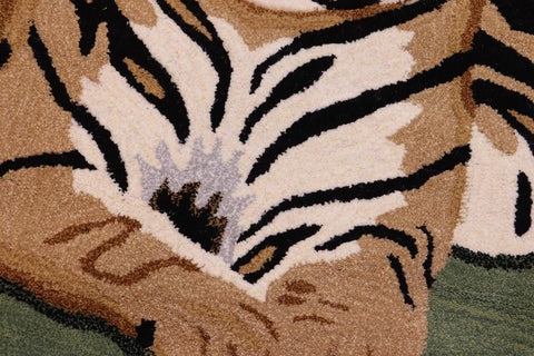 handmade Contemporary Leopard Black Tan Hand Tufted  100% WOOL area rug 2'X3'