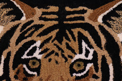 handmade Contemporary Leopard Black Tan Hand Tufted  100% WOOL area rug 2'X3'