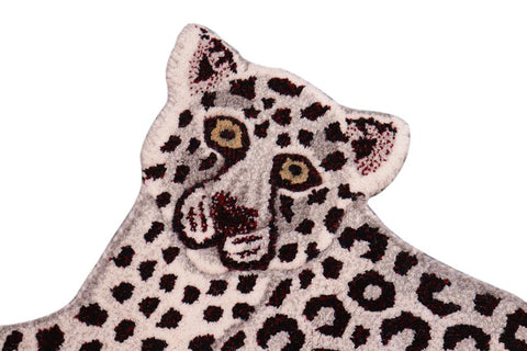 handmade Contemporary Leopard White Gray Hand Tufted  100% WOOL area rug 2'X3'