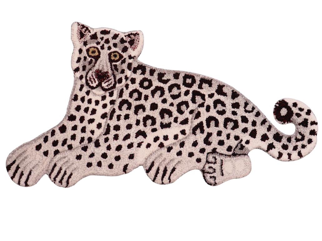 handmade Contemporary Leopard White Gray Hand Tufted  100% WOOL area rug 2'X3'