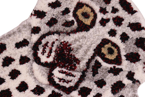 handmade Contemporary Leopard White Gray Hand Tufted  100% WOOL area rug 2'X3'